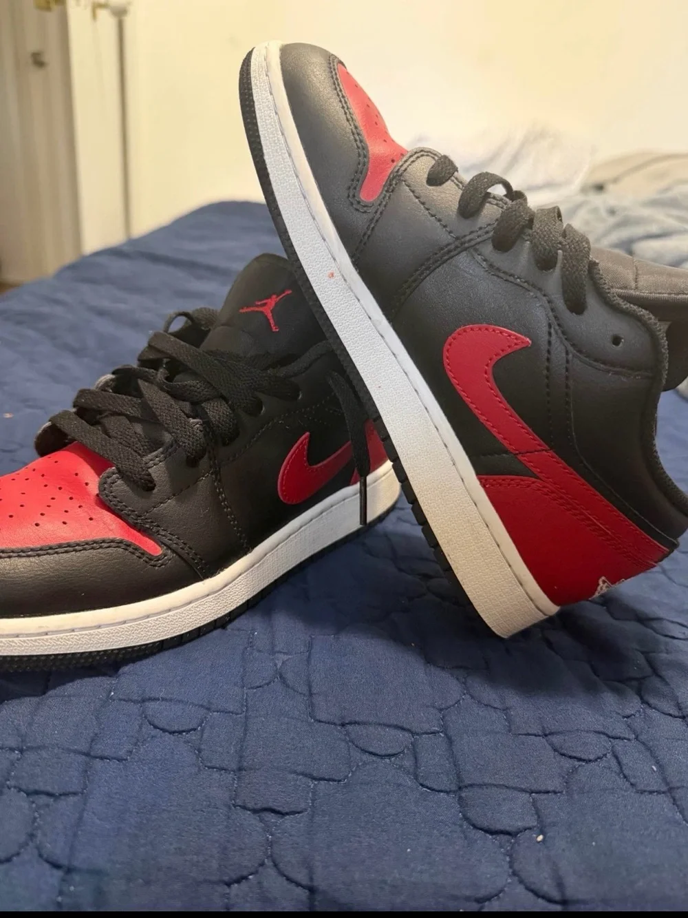Jordan Black and Red Low-Top Sneakers